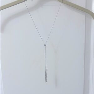 Elegant Silver adjustable lariat Necklace with stone Pendants